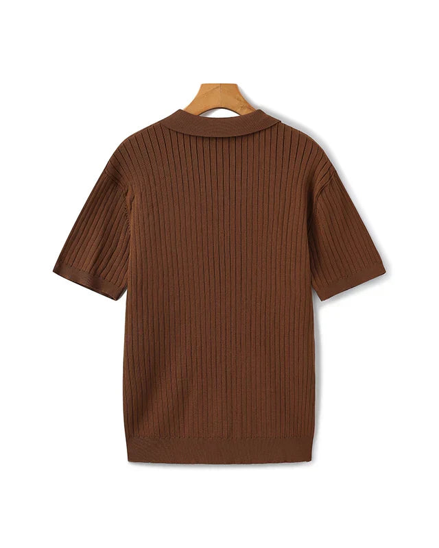 Polo Côtelé Premium – Élégance Texturée